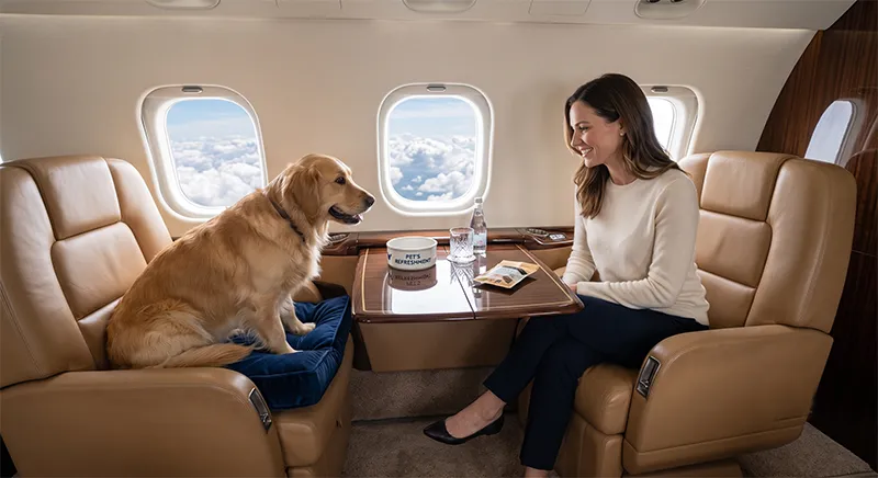 Cane in jet privato